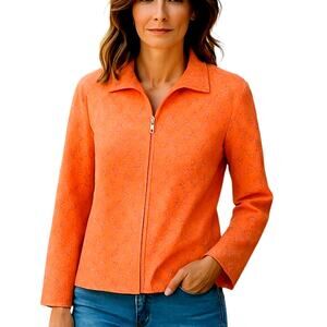 Simonton Says XL Orange Lace Zipper Women's Jacket Coat Windbreaker Miss 16 18